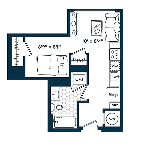 Floor plan Studio (416 SF)