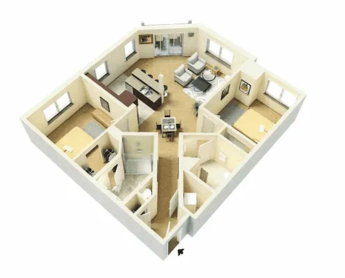 Floor plan Two Bedroom, Two Bath C