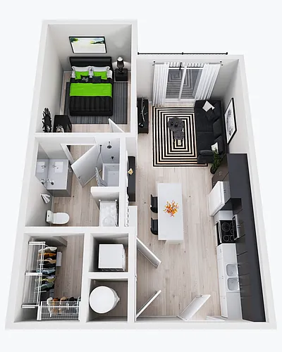 Floor plan Cresco 1BR 1BA Stack