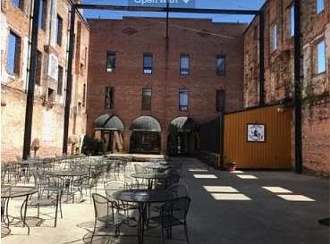 Facing the front of the 1024 building. Apt 2N is the two lower left windows of the building overlooking The Tap courtyard