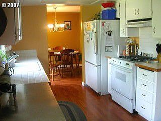 Kitchen looking into dining area