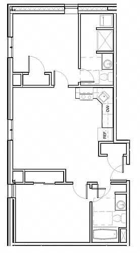 Floor plan 2 Bed 2 Bath 207-607