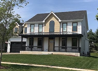 Front, metal porch roof