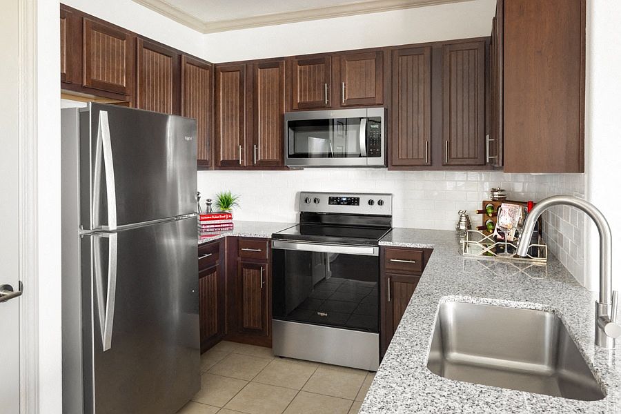 Upgraded homes include stainless steel appliance