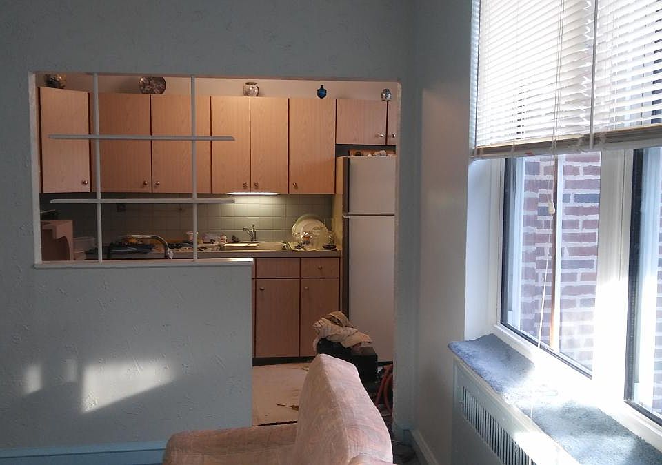 Looking at the kitchen from the living room