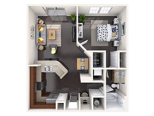 Floor plan Deluxe One Bedroom