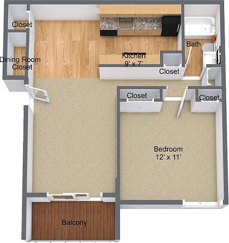 Floor plan One Bedroom Updated