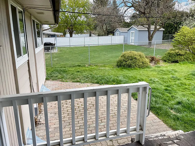 Large fenced backyard