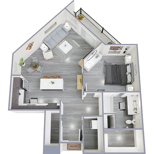 Floor plan E - 1 Bed 1 Bath