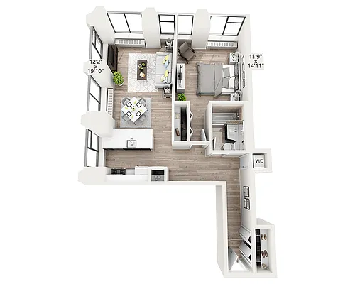 Floor plan One Bedroom M