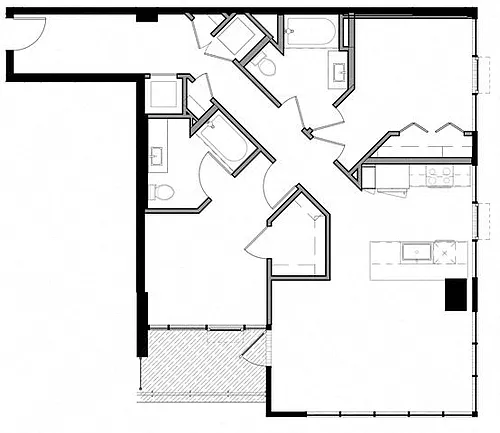 Floor plan 2E w/ Balcony