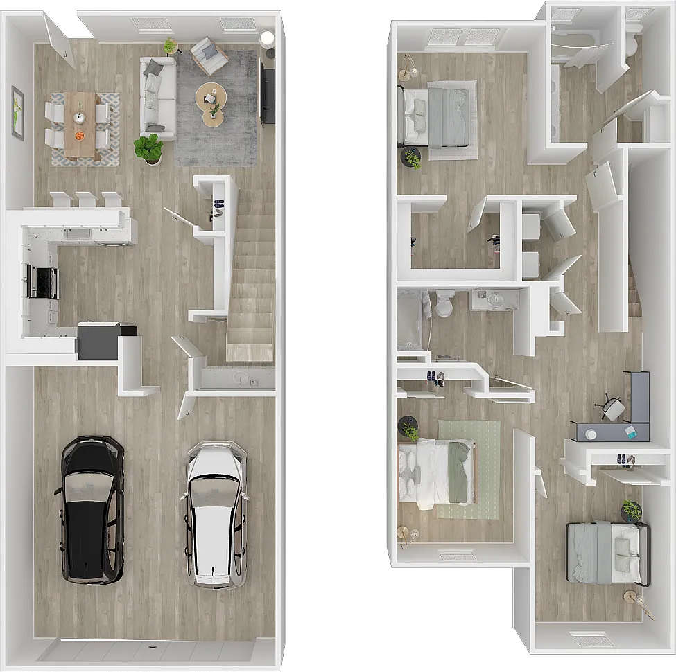 Floor plan Three Bedroom, 2 Baths Apartment