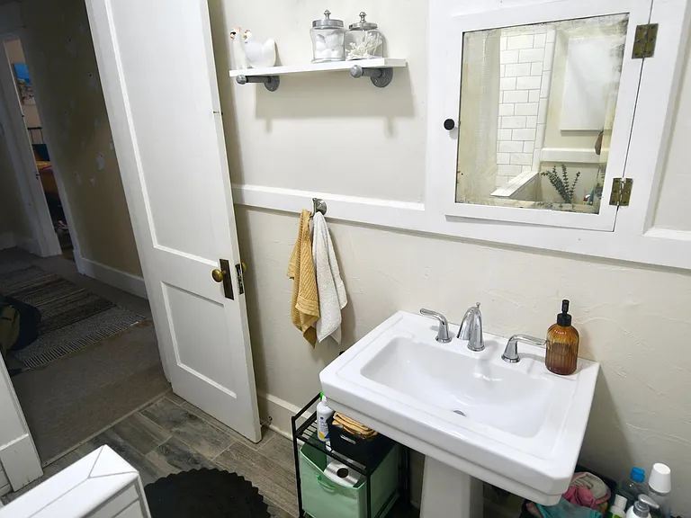 Bathroom Pedestal Sink and Medicine