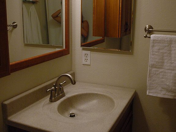 Upgraded fixtures, sink and cabinets.