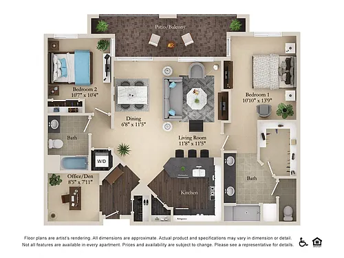 Floor plan 2x2 - Den - Small