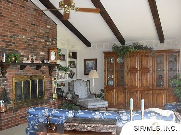 massive masonry fireplace