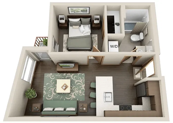 Floor plan 1x1 A - MFTE