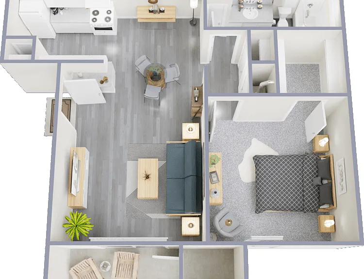 Junior 1 Bed 1 Bath Floorplan Diagram