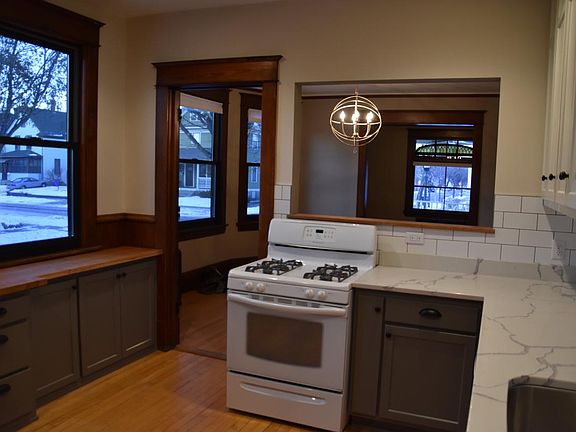 Kitchen looking through to dining and living room