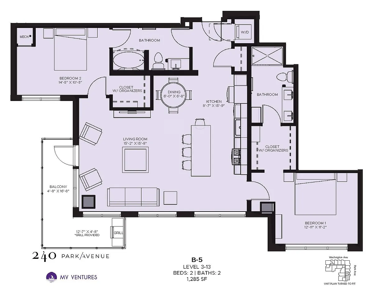 Floor plan $1.83/sq.ft. - Two Bedroom B-5