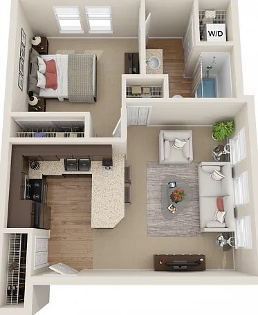 3D Bronze - 1BD/1BA - 569 SF 3D Bronze - 1BD/1BA - 569 SF