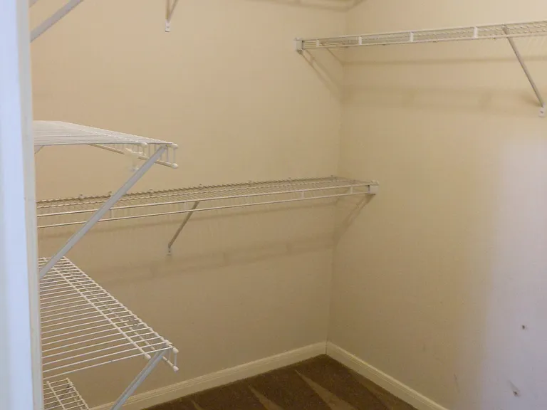 Spacious walk-in closet in primary bedroom.