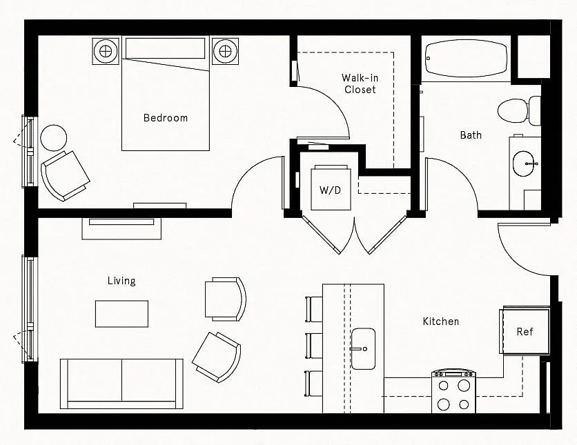 Floor plan 1 Bed/1 Bath-A6