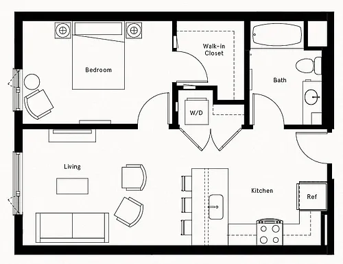 Floor plan 1 Bed/1 Bath-A6