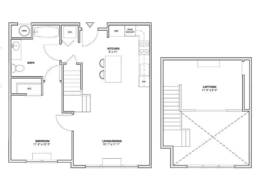Floor plan The Van Allen (1BD + Loft)