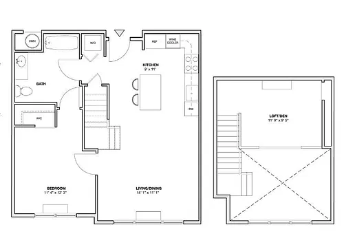 Floor plan The Van Allen (1BD + Loft)