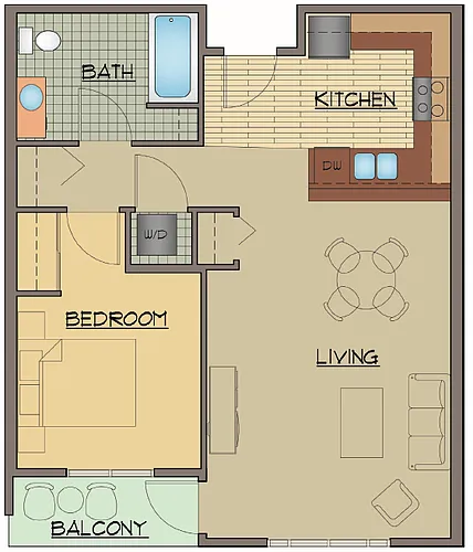Floor plan 1BD, 1BTH AR