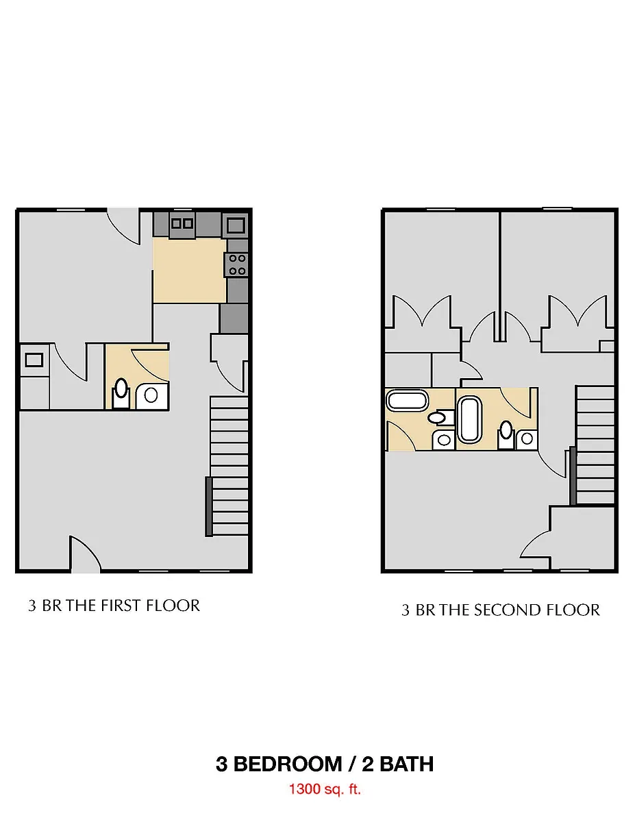 Floor plan 3 Bedroom Townhome