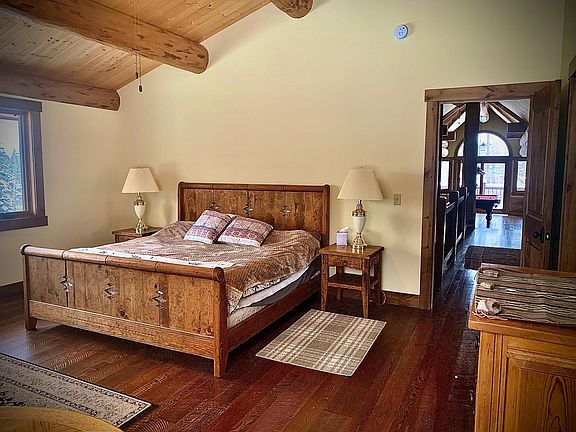 Master bedroom, showing view toward upstairs entertainment area.