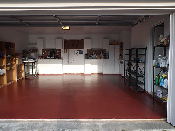 2 car garage with cabinets