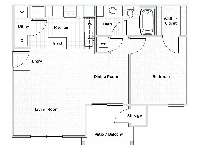 Floor plan 1BR/1BA
