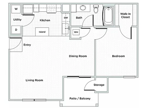 Floor plan 1BR/1BA
