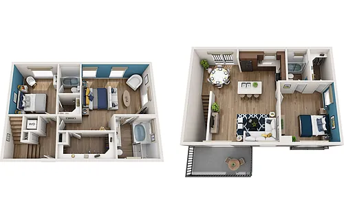 Floor plan Three Bedroom Townhome D1