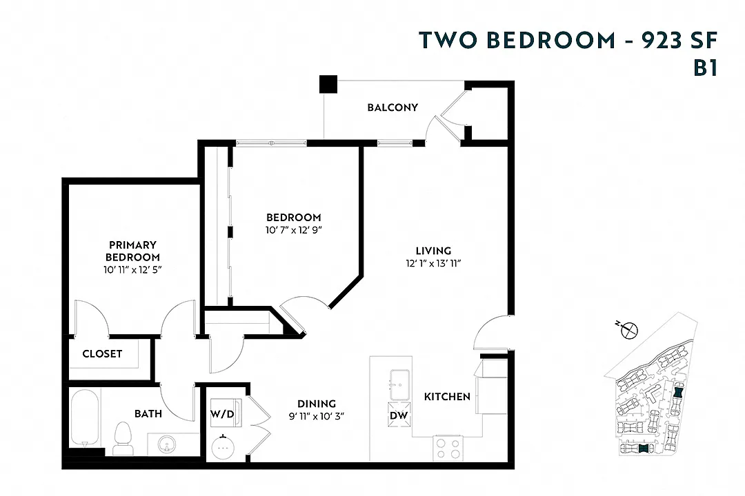Floor plan Two Bedroom B1