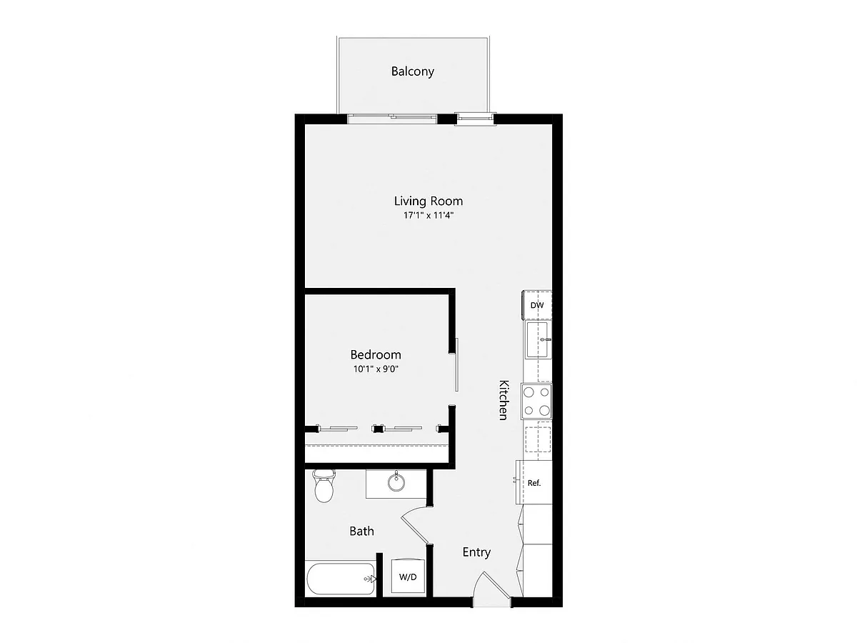 Floor plan Urban One Bedroom A03A