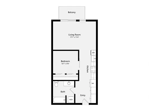 Floor plan Urban One Bedroom A03A
