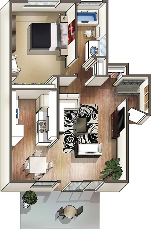 Floor plan 1x1 - Malibu