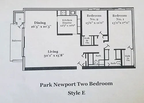Floor plan 2 Bed 2 Bath Mid-Rise