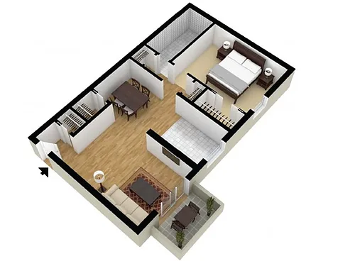 Floor plan One Bedroom One Bath