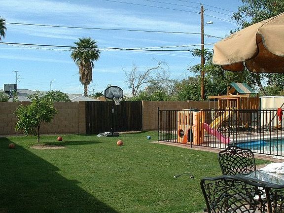 Back yard in summer with pool
