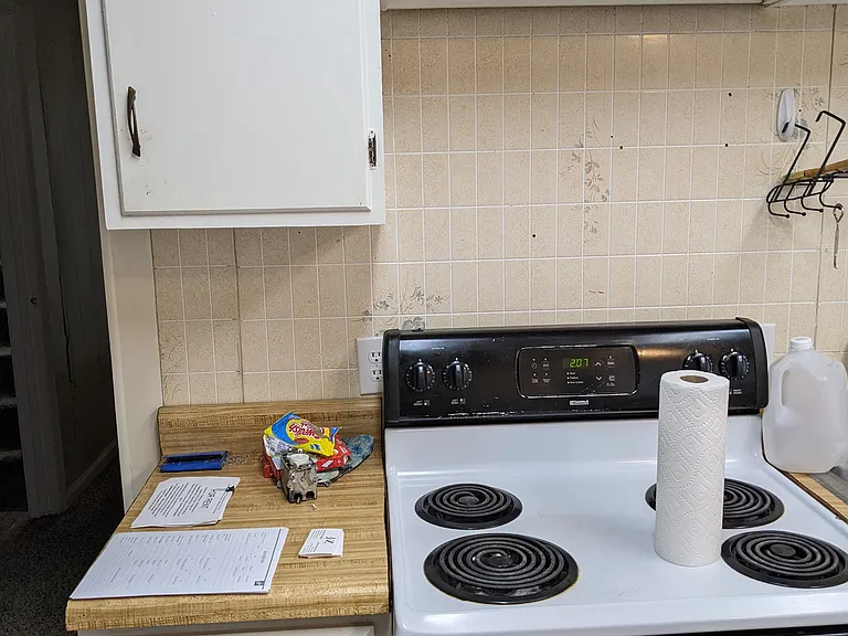 Kitchen is currently our "home base" for tools, paint and supplies.
