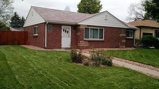 Front of house with rose bushes
