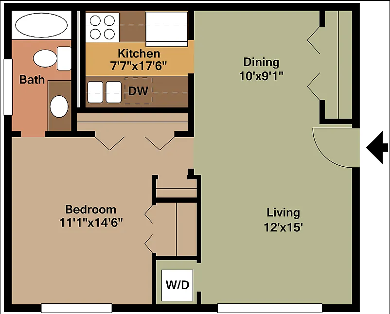 Floor plan Sheffield Village Apts 1B 1Ba
