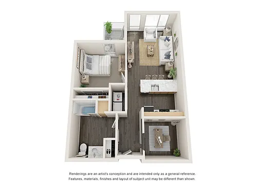 Floor plan One Bedroom with Den