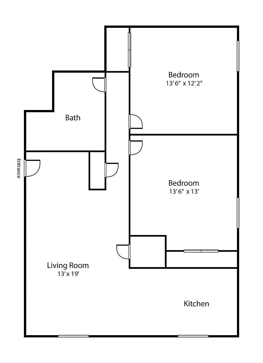 Floor plan 2 Bed/1 Bath