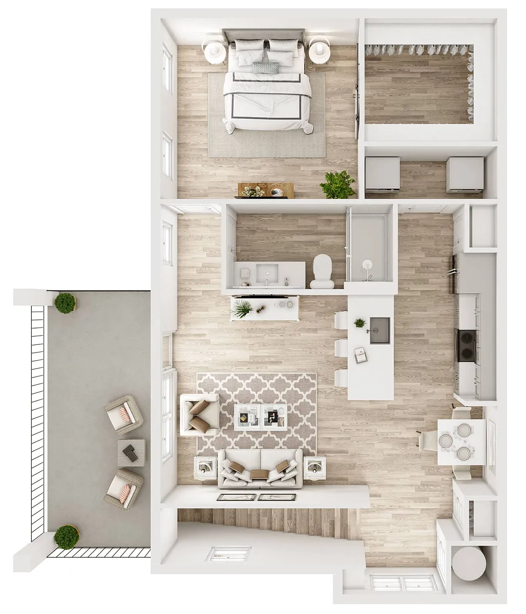 Floor plan A6U 1 Bed / 1 Bath